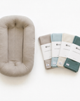 Snuggle Me lounger with Covers in slate-birch-natural and moss