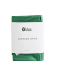 Snuggle Me organic baby lounger cover in Moss green, folded in packaging